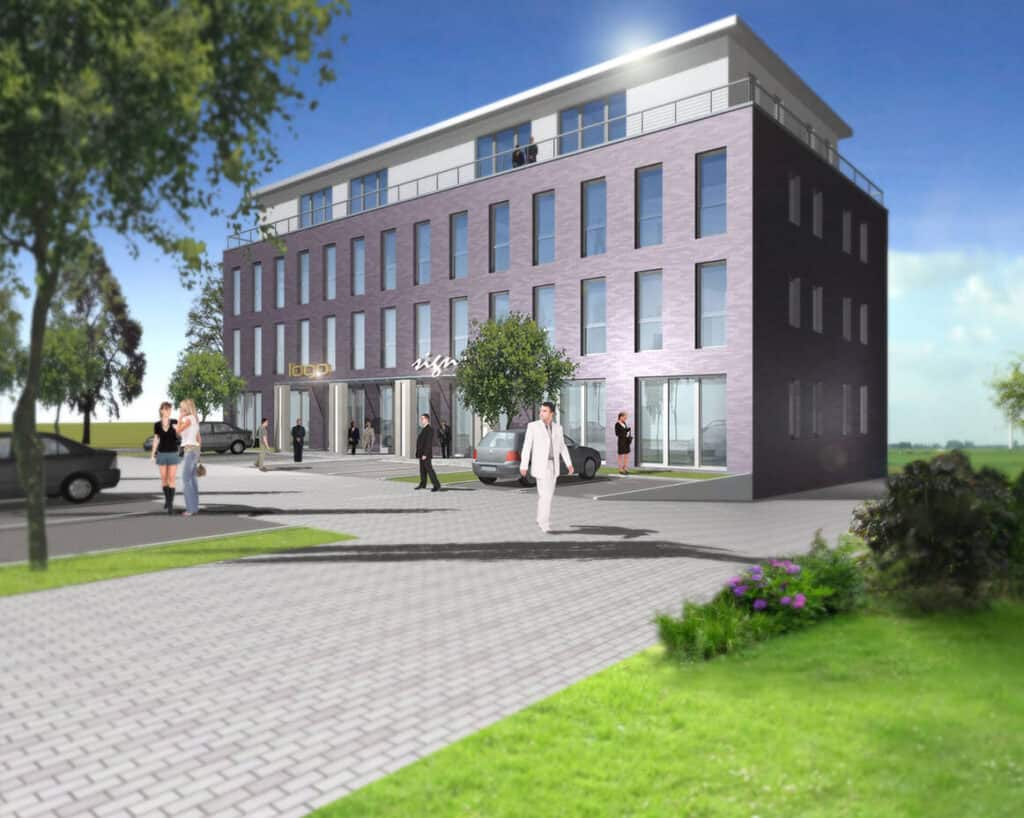 Visualisierung von einem Neubau eines Büro- und Geschäftshauses mit Praxen in Osnabrück Stadtteil Sutthausen